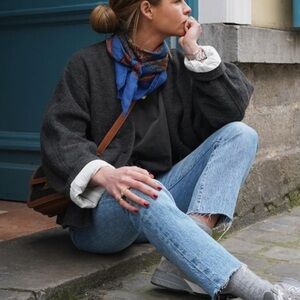 ZARA MANTECO WOOL STRAIGHT CUT JACKET ZW COLLECTION- Gray sweater / cardigan